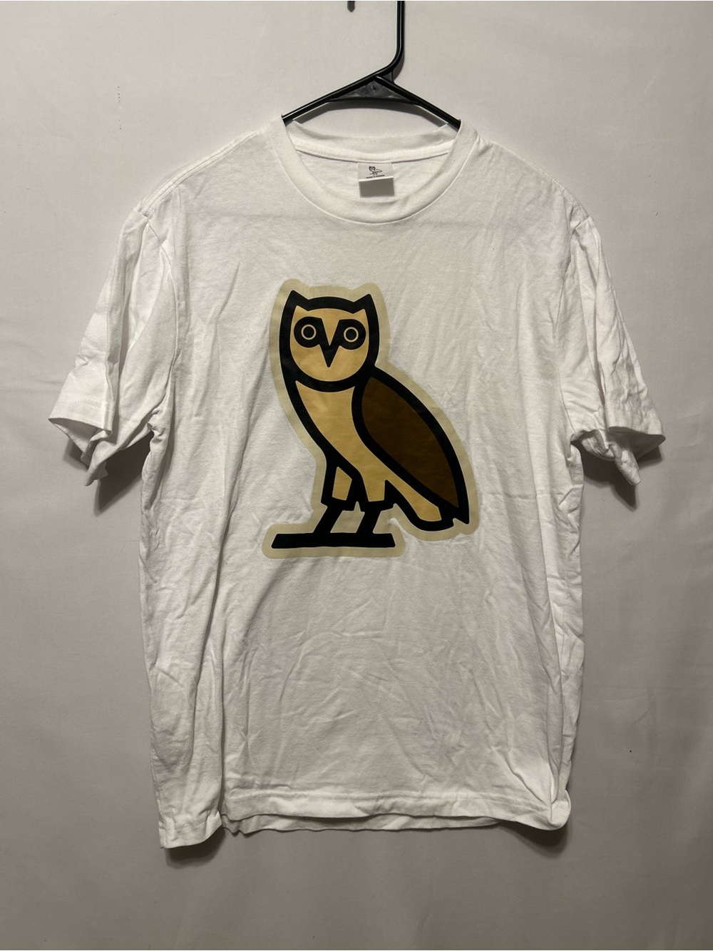 OVO White Tee with Gold & Black Owl Logo